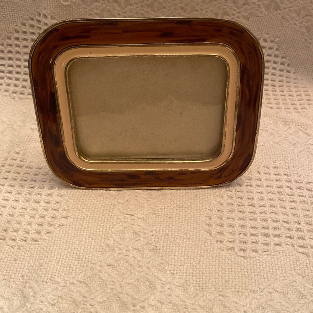 Vintage 3x4 Brass and Enamel Frame with Swivel Back
